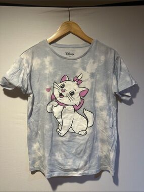 Disney Light Blue Tee with Marie Cat Graphic